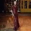 Scintillantes Champagne Paillettes Robe De Soirée 2020 Trompette / Sirène Col Haut 1/2 Manches Perlage Longue Volants Dos Nu Robe De Ceremonie