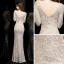 Scintillantes Champagne Paillettes Robe De Soirée 2020 Trompette / Sirène Col Haut 1/2 Manches Perlage Longue Volants Dos Nu Robe De Ceremonie