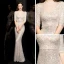 Scintillantes Champagne Paillettes Robe De Soirée 2020 Trompette / Sirène Col Haut 1/2 Manches Perlage Longue Volants Dos Nu Robe De Ceremonie