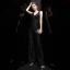 Scintillantes Noire Paillettes Combinaison 2020 V-Cou Sans Manches Longue Volants Dos Nu Robe De Soirée