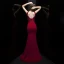 Sexy Bordeaux Robe De Soirée 2020 Trompette / Sirène Col v profond Sans Manches Percé Appliques En Dentelle Perlage Train De Balayage Volants Dos Nu Robe De Ceremonie