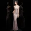 Abordable Or Rose Paillettes Robe De Soirée 2020 Trompette / Sirène V-Cou Sans Manches Longue Volants Dos Nu Robe De Ceremonie