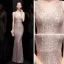 Abordable Or Rose Paillettes Robe De Soirée 2020 Trompette / Sirène V-Cou Sans Manches Longue Volants Dos Nu Robe De Ceremonie