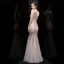 Scintillantes Or Rose Paillettes Robe De Soirée 2020 Trompette / Sirène V-Cou Sans Manches Longue Volants Dos Nu Robe De Ceremonie