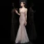 Scintillantes Or Rose Paillettes Robe De Soirée 2020 Trompette / Sirène V-Cou Sans Manches Longue Volants Dos Nu Robe De Ceremonie