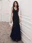 Scintillantes Or Rose Paillettes Robe De Soirée 2020 Trompette / Sirène V-Cou Sans Manches Longue Volants Dos Nu Robe De Ceremonie