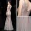 Scintillantes Or Rose Paillettes Robe De Soirée 2020 Trompette / Sirène V-Cou Sans Manches Longue Volants Dos Nu Robe De Ceremonie