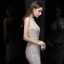 Affordable Silver Sequins Evening Dresses  2020 Trumpet / Mermaid Scoop Neck Sleeveless Floor-Length / Long Formal Dresses