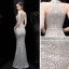 Affordable Silver Sequins Evening Dresses  2020 Trumpet / Mermaid Scoop Neck Sleeveless Floor-Length / Long Formal Dresses