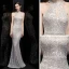 Affordable Silver Sequins Evening Dresses  2020 Trumpet / Mermaid Scoop Neck Sleeveless Floor-Length / Long Formal Dresses