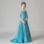 Frozen movie-kostuum Jade Groen Pailletten Verjaardag Bloemenmeisjes Jurken 2020 A lijn Ronde Hals Doorzichtige 3/4 Mouwen Rhinestone Watteau Train Ruglooze Jurken Voor Bruiloft