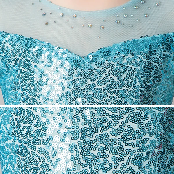 Frozen movie-kostuum Jade Groen Pailletten Verjaardag Bloemenmeisjes Jurken 2020 A lijn Ronde Hals Doorzichtige 3/4 Mouwen Rhinestone Watteau Train Ruglooze Jurken Voor Bruiloft
