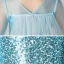 Frozen movie-kostuum Jade Groen Pailletten Verjaardag Bloemenmeisjes Jurken 2020 A lijn Ronde Hals Doorzichtige 3/4 Mouwen Rhinestone Watteau Train Ruglooze Jurken Voor Bruiloft
