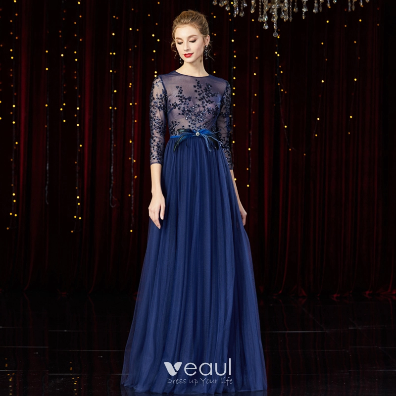 Navy illusion dress outlet