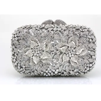 Amazing Unique Silver Clutch Bags Beading Pierced Rhinestone Metal Evening Party Accessories 2019