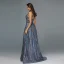 High-end Navy Blue Dancing Prom Dresses 2020 A-Line / Princess V-Neck Sleeveless Appliques Lace Beading Floor-Length / Long Ruffle Backless Formal Dresses