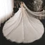 Luxe Champagne La Mariée Robe De Mariée 2020 Robe Boule Transparentes Encolure Dégagée 3/4 Manches Dos Nu Glitter Tulle Appliques En Dentelle Paillettes Perlage Cathedral Train Volants