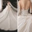 Luxe Champagne La Mariée Robe De Mariée 2020 Robe Boule Transparentes Encolure Dégagée 3/4 Manches Dos Nu Glitter Tulle Appliques En Dentelle Paillettes Perlage Cathedral Train Volants