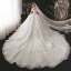 Luxury / Gorgeous Bridal Champagne Wedding Dresses 2020 Ball Gown See-through Scoop Neck Long Sleeve Backless Appliques Lace Beading Sequins Cathedral Train Ruffle
