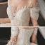 Luxury / Gorgeous Bridal Champagne Wedding Dresses 2020 Ball Gown See-through Scoop Neck Long Sleeve Backless Appliques Lace Beading Sequins Cathedral Train Ruffle