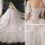 Luxury / Gorgeous Bridal Champagne Wedding Dresses 2020 Ball Gown See-through Scoop Neck Long Sleeve Backless Appliques Lace Beading Sequins Cathedral Train Ruffle