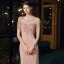 High End Pearl Rosa Durchsichtige Abendkleider 2020 Meerjungfrau Rundhalsausschnitt Ärmellos Strass Perlenstickerei Quaste Sweep / Pinsel Zug Rüschen Festliche Kleider