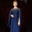 High End Marineblau Chiffon Abendkleider 2020 A Linie Durchsichtige Eckiger Ausschnitt Lange Ärmel Feder Stoffgürtel Pailletten Perlenstickerei Lange Rüschen Rückenfreies Festliche Kleider