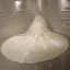 Luxury / Gorgeous Champagne See-through Bridal Wedding Dresses 2020 Ball Gown High Neck Short Sleeve Appliques Lace Beading Royal Train Ruffle