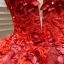 Luxury / Gorgeous Burgundy Bridal Wedding Dresses 2020 Ball Gown Off-The-Shoulder Deep V-Neck Short Sleeve Backless Appliques Lace Beading Cathedral Train Ruffle