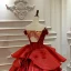 Luxury / Gorgeous Burgundy Bridal Wedding Dresses 2020 Ball Gown Off-The-Shoulder Deep V-Neck Short Sleeve Backless Appliques Lace Beading Cathedral Train Ruffle