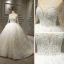 Luxury / Gorgeous White Bridal Wedding Dresses 2020 Ball Gown See-through Scoop Neck Long Sleeve Backless Appliques Lace Beading Sequins Royal Train Ruffle