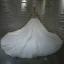 Vintage / Originale Blanche La Mariée Robe De Mariée 2020 Robe Boule Transparentes Col Haut Manches Courtes Fait main Perlage Cathedral Train