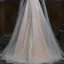 Illusion Gris Transparentes Robe De Soirée 2020 Princesse Encolure Dégagée Sans Manches Perlage Faux Diamant Train De Balayage Volants Robe De Ceremonie