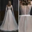Illusion Gris Transparentes Robe De Soirée 2020 Princesse Encolure Dégagée Sans Manches Perlage Faux Diamant Train De Balayage Volants Robe De Ceremonie