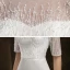 Élégant Blanche Satin Robe De Soirée 2020 Trompette / Sirène Transparentes Encolure Dégagée 1/2 Manches Perlage Perle Paillettes Train De Balayage Robe De Ceremonie
