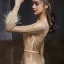 Meilleur Champagne Doré Dansant Robe De Bal 2020 Princesse Transparentes Encolure Dégagée Manches Longues Ceinture Perlage Paillettes Plumes Longue Volants Robe De Ceremonie