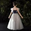 Chic / Beautiful Grey Flower Girl Dresses 2020 A-Line / Princess See-through High Neck Sleeveless Appliques Lace Beading Sequins Floor-Length / Long Ruffle