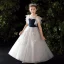 Chic / Beautiful Grey Flower Girl Dresses 2020 A-Line / Princess See-through High Neck Sleeveless Appliques Lace Beading Sequins Floor-Length / Long Ruffle