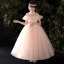 Vintage / Retro Candy Pink Flower Girl Dresses 2020 Ball Gown High Neck Long Sleeve Beading Pearl Rhinestone Spotted Tulle Floor-Length / Long Ruffle