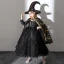 Halloween Cosplay Noire Robe Ceremonie Fille Avec Châle 2020 Robe Boule Encolure Dégagée Manches Longues Appliques En Dentelle Longueur Cheville Volants