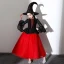 Halloween Cosplay Noire Robe Ceremonie Fille Avec Châle 2020 Robe Boule Encolure Dégagée Manches Longues Appliques En Dentelle Longueur Cheville Volants