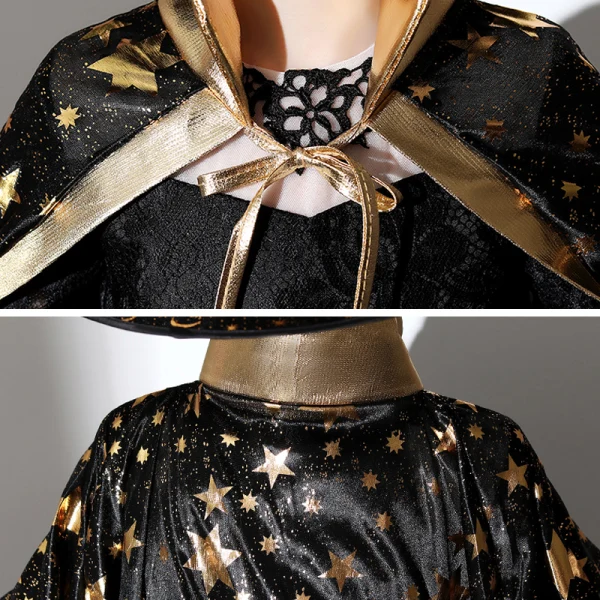 Halloween Cosplay Noire Robe Ceremonie Fille Avec Châle 2020 Robe Boule Encolure Dégagée Manches Longues Appliques En Dentelle Longueur Cheville Volants