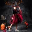Halloween Cosplay Red Flower Girl Dresses 2020 Ball Gown Scoop Neck Long Sleeve Appliques Lace Sequins Knee-Length Cascading Ruffles