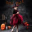 Halloween Cosplay Red Flower Girl Dresses 2020 Ball Gown Scoop Neck Long Sleeve Appliques Lace Sequins Knee-Length Cascading Ruffles