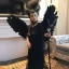 Halloween Cosplay Black Flower Girl Dresses 2020 Sheath / Fit High Neck 1/2 Sleeves Rhinestone Floor-Length / Long Ruffle