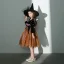 Vintage / Retro Halloween Cosplay Black Orange Flower Girl Dresses 2020 Ball Gown Square Neckline Puffy 3/4 Sleeve Sash Glitter Tulle Knee-Length Ruffle