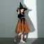Vintage / Retro Halloween Cosplay Black Orange Flower Girl Dresses 2020 Ball Gown Square Neckline Puffy 3/4 Sleeve Sash Glitter Tulle Knee-Length Ruffle