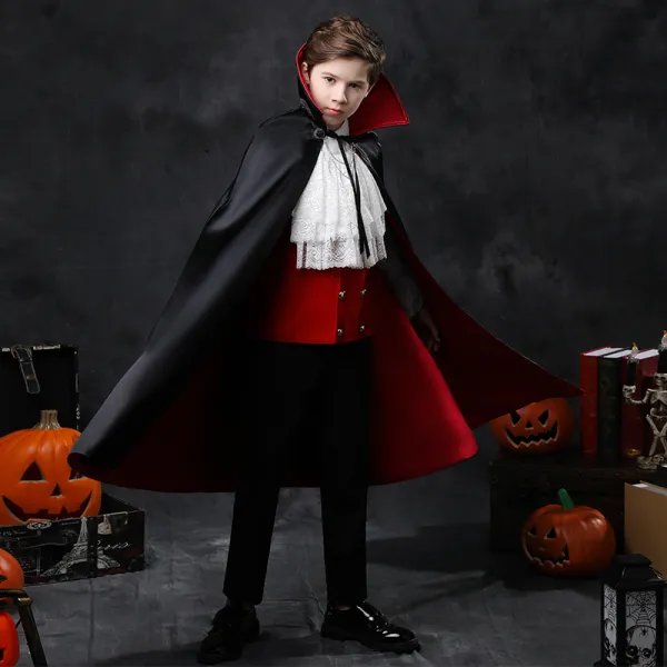 Halloween Cosplay Noire Costumes De Mariage pour garçons 2020 Rouge Gilet