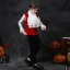 Halloween Cosplay Noire Costumes De Mariage pour garçons 2020 Rouge Gilet