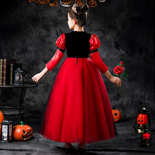 Halloween Cosplay Multi-Colors Flower Girl Dresses 2020 Princess Scoop Neck Detachable Puffy 3/4 Sleeve Ankle Length Ruffle